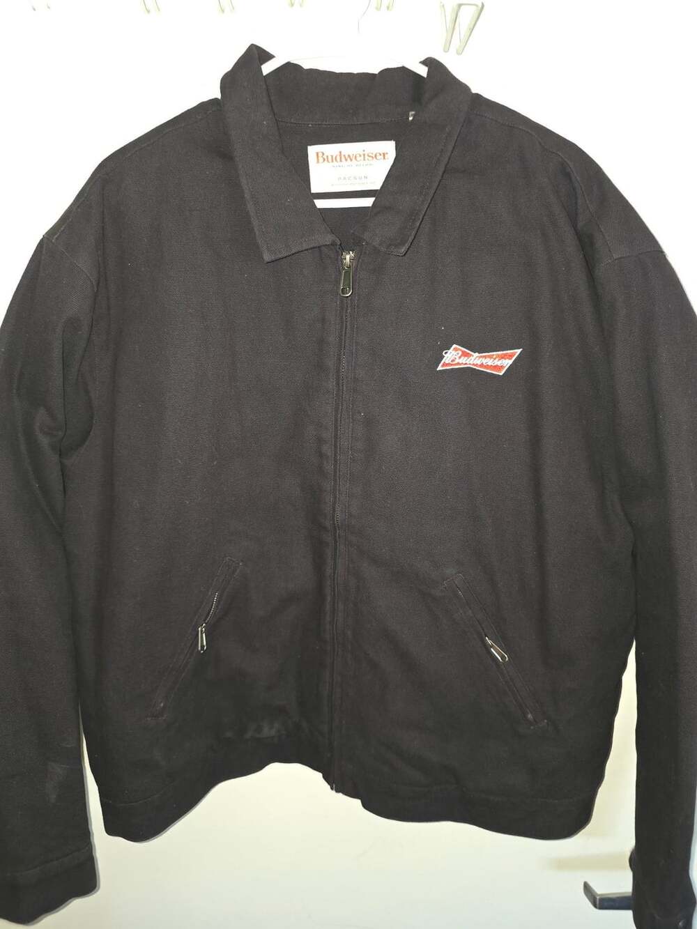 Budweiser Pacsun Black Canvas Workwear Jacket With Eagle Back Graphic Size L